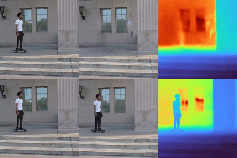 Novel view of a moving person without and with depth consistency