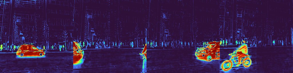 Predicted motion masks for the night traffic frames